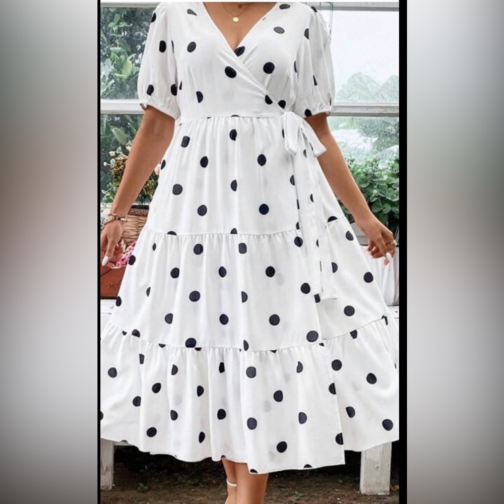Shein Elegant Polka Dot Wrap Dress